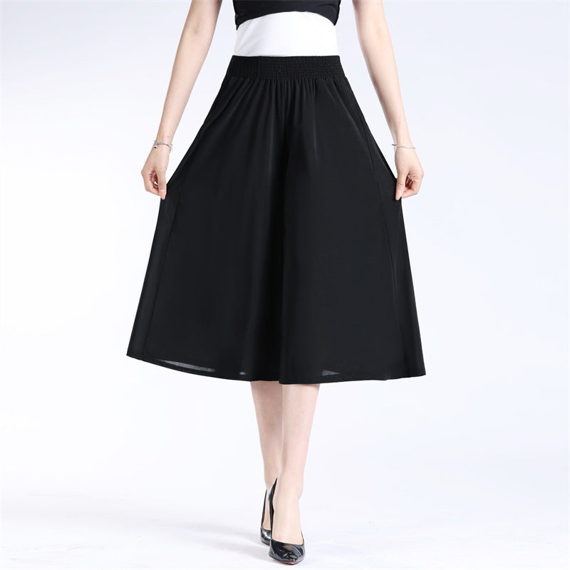 đ„NĆi magas elasztikus derĂ©k pliszĂrozott sifon szĂ©les lĂĄbĂș Culottes
