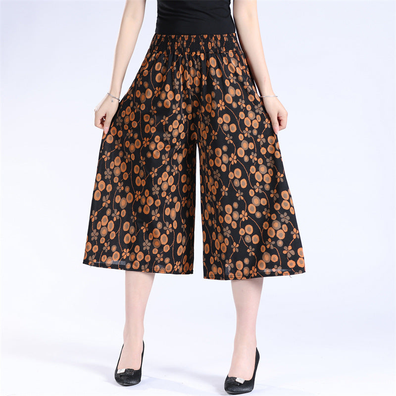 đ„NĆi magas elasztikus derĂ©k pliszĂrozott sifon szĂ©les lĂĄbĂș Culottes