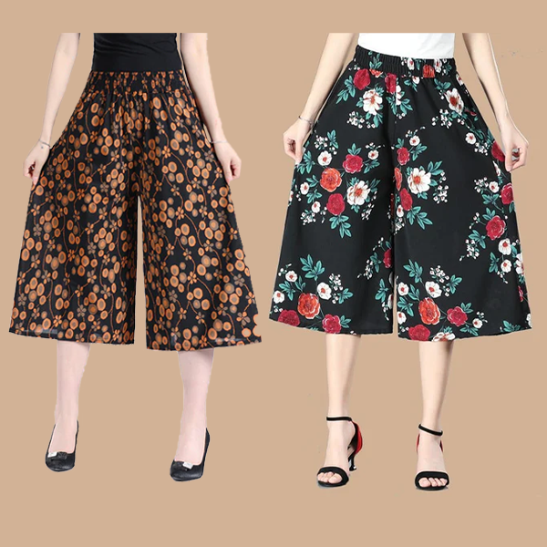 đ„NĆi magas elasztikus derĂ©k pliszĂrozott sifon szĂ©les lĂĄbĂș Culottes