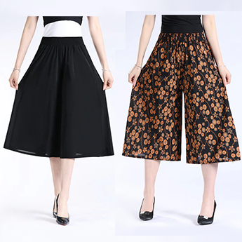 đ„NĆi magas elasztikus derĂ©k pliszĂrozott sifon szĂ©les lĂĄbĂș Culottes