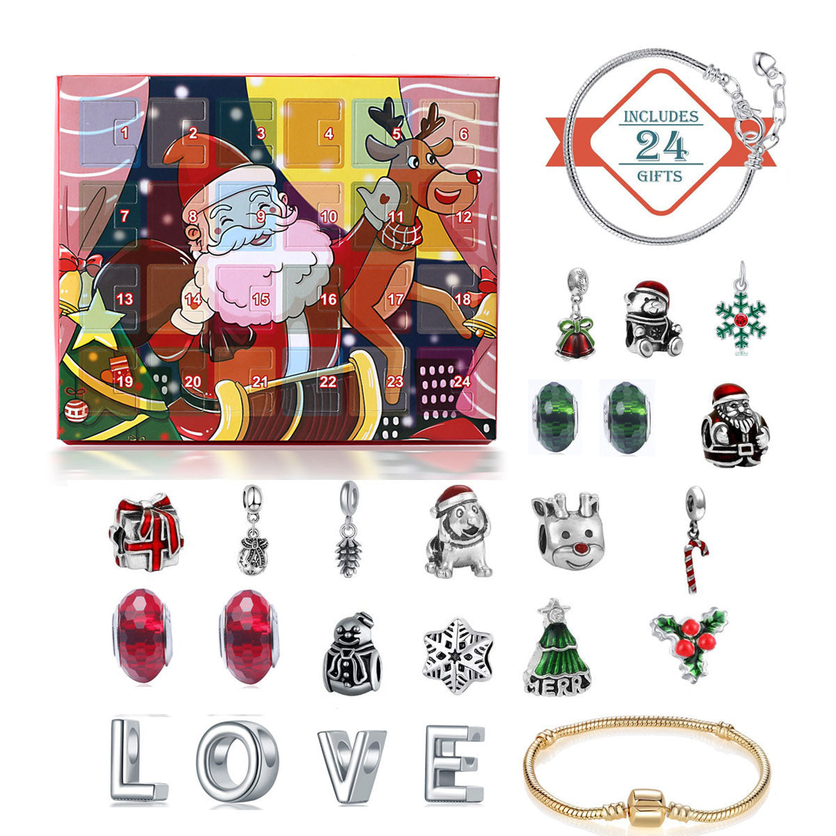 🎅 DIY 24 napos karácsonyi visszaszámláló naptár karkötő szett