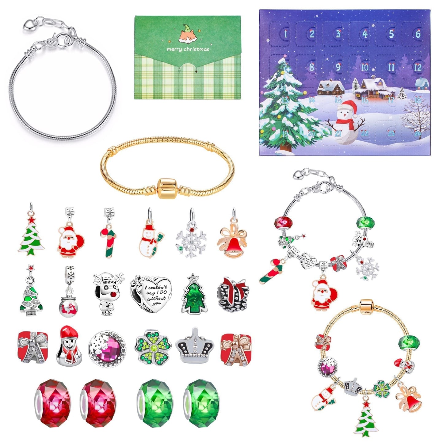 🎅 DIY 24 napos karácsonyi visszaszámláló naptár karkötő szett