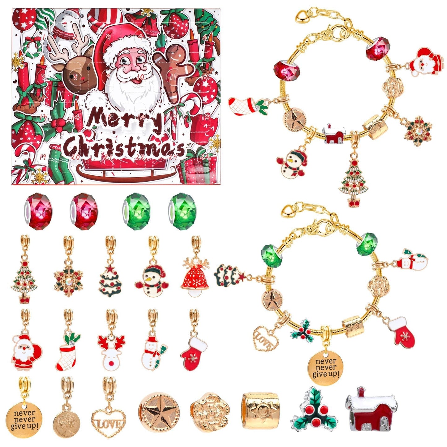 🎅 DIY 24 napos karácsonyi visszaszámláló naptár karkötő szett