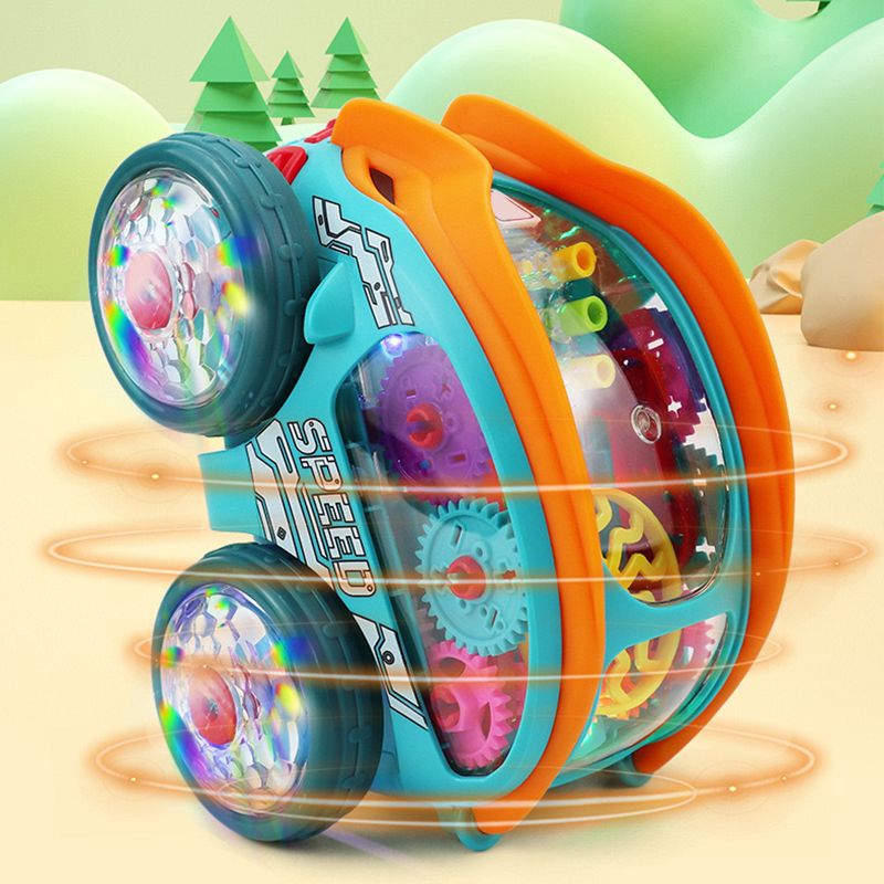 đDynamic Gear-Powered Car with LED Lights and Music