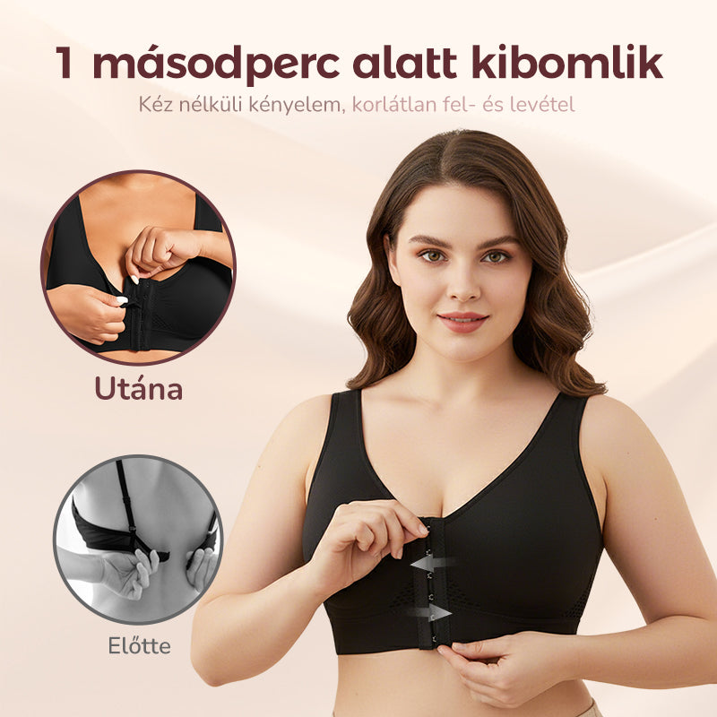 Női merevítő nélküli, elölről záródó melltartó