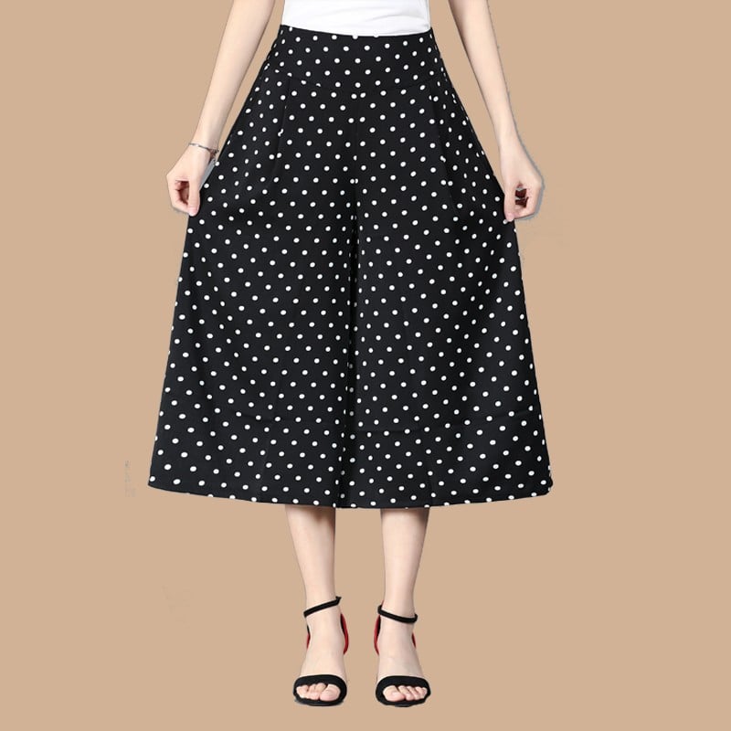 đ„NĆi magas elasztikus derĂ©k pliszĂrozott sifon szĂ©les lĂĄbĂș Culottes