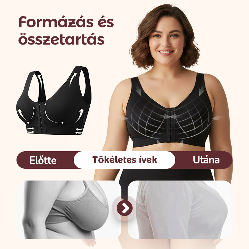Női merevítő nélküli, elölről záródó melltartó