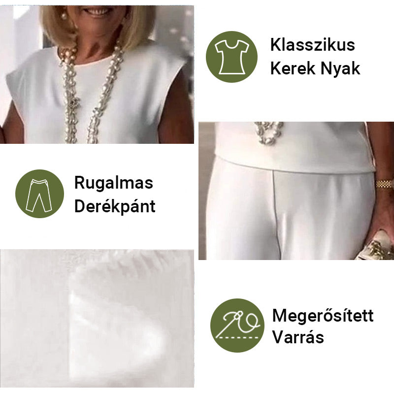 Női rew nyakú ujjatlan felső és nadrág szett
