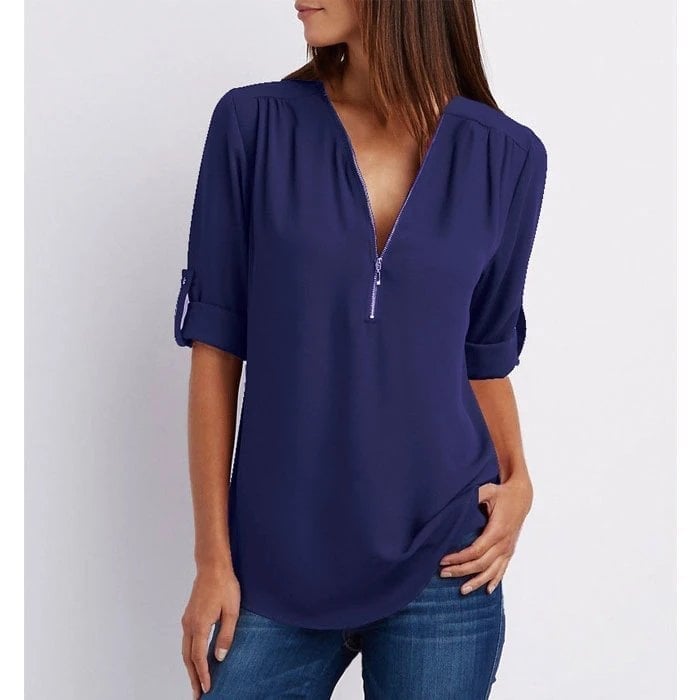 đLaza Plus Size blĂșz 3/4 ujjakkal Ă©s cipzĂĄrral
