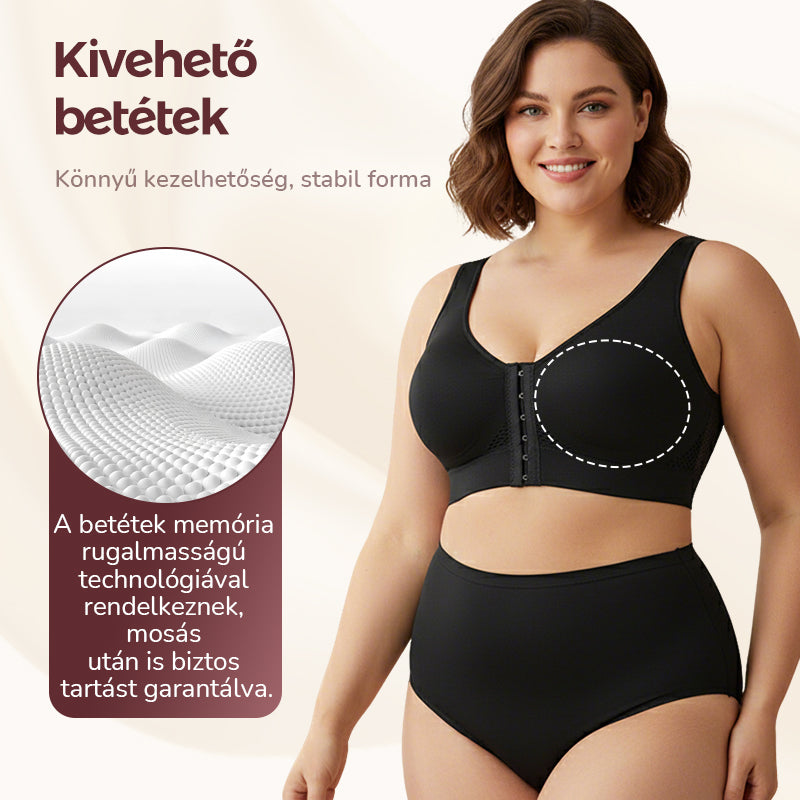 Női merevítő nélküli, elölről záródó melltartó