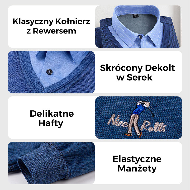 Męski sweter termiczny z podwójną polarową podszewką