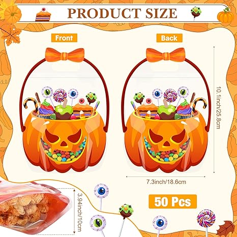 đ LAST DAY PROMOTION - 50%OFF đ„ Halloween Favor Bags Transparent Pumpkin Sealed Pouchesđ