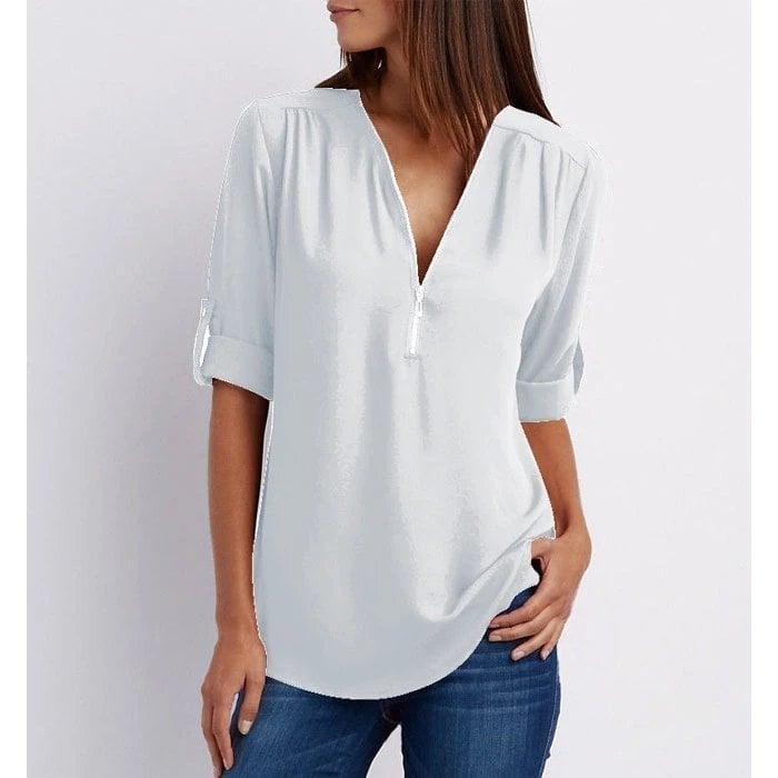đLaza Plus Size blĂșz 3/4 ujjakkal Ă©s cipzĂĄrral