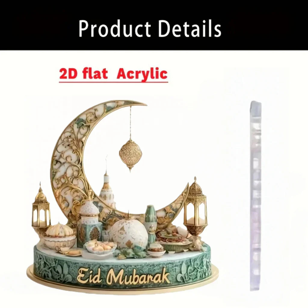 Lapos asztaldísz ramadáni mecset motívummal – elegáns akril dísz az otthonába, irodájába vagy diákszállására.