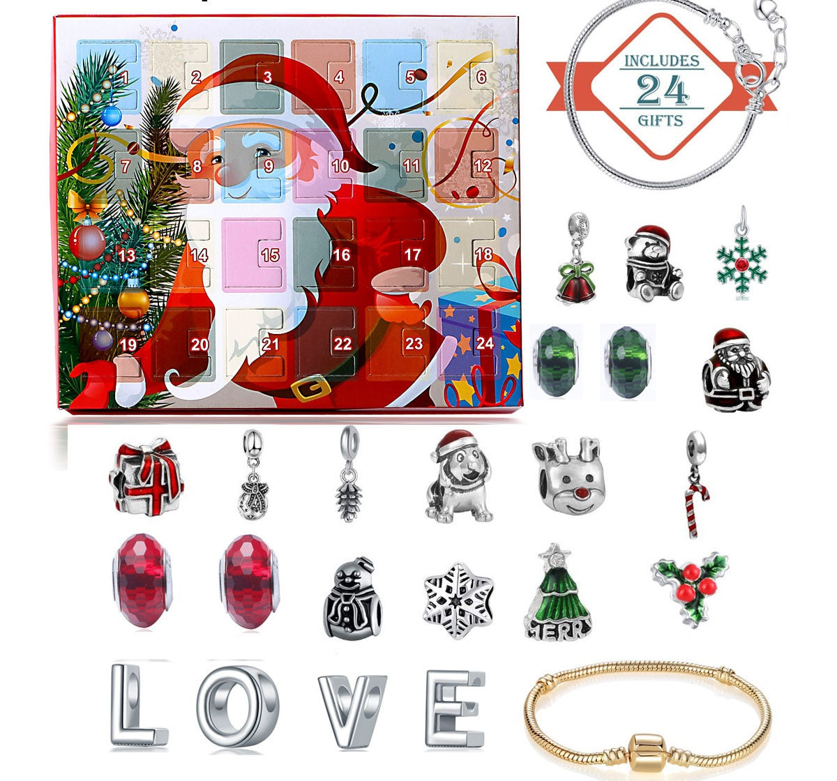 🎅 DIY 24 napos karácsonyi visszaszámláló naptár karkötő szett
