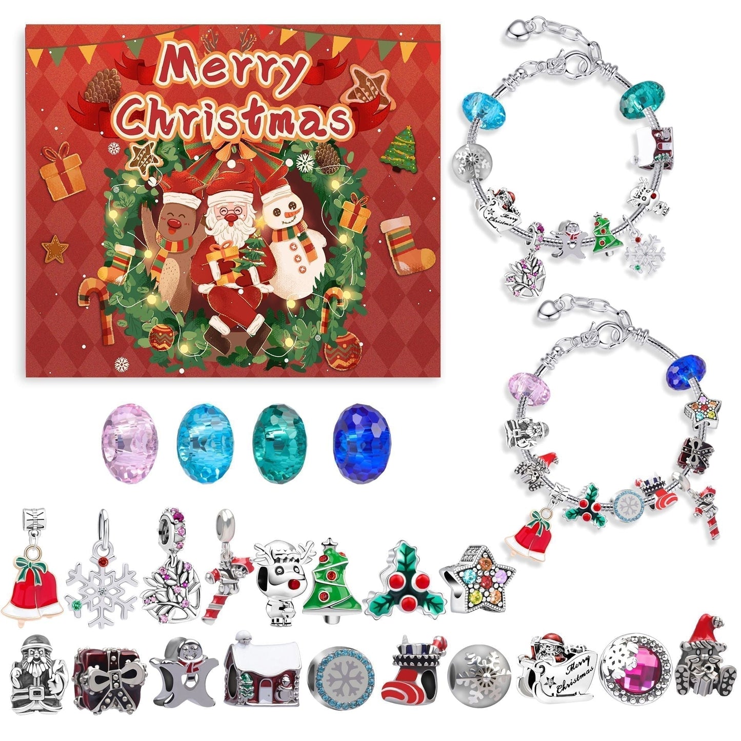 🎅 DIY 24 napos karácsonyi visszaszámláló naptár karkötő szett