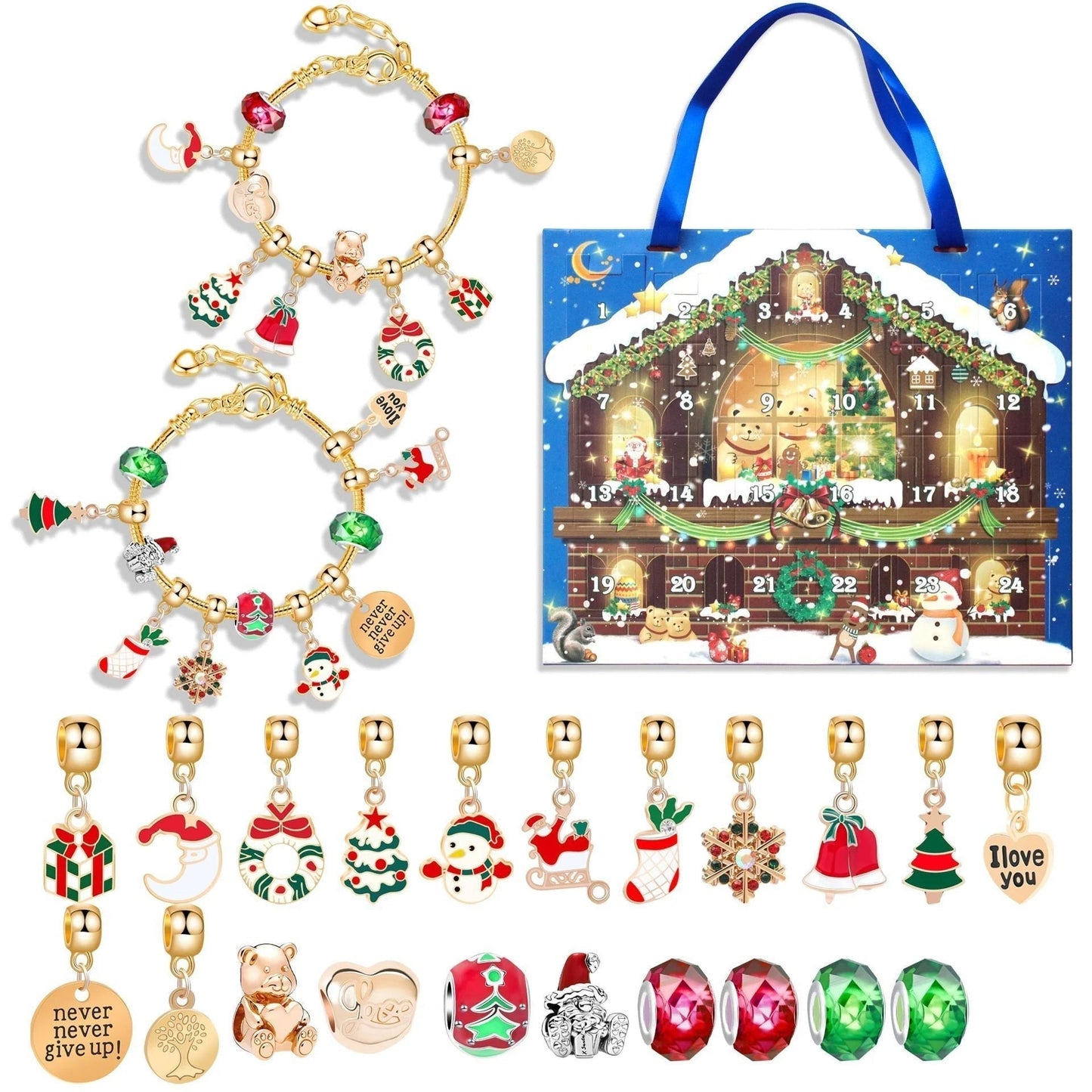 🎅 DIY 24 napos karácsonyi visszaszámláló naptár karkötő szett