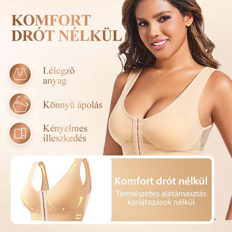 Női merevítő nélküli, elölről záródó melltartó