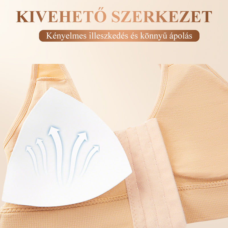 Női merevítő nélküli, elölről záródó melltartó