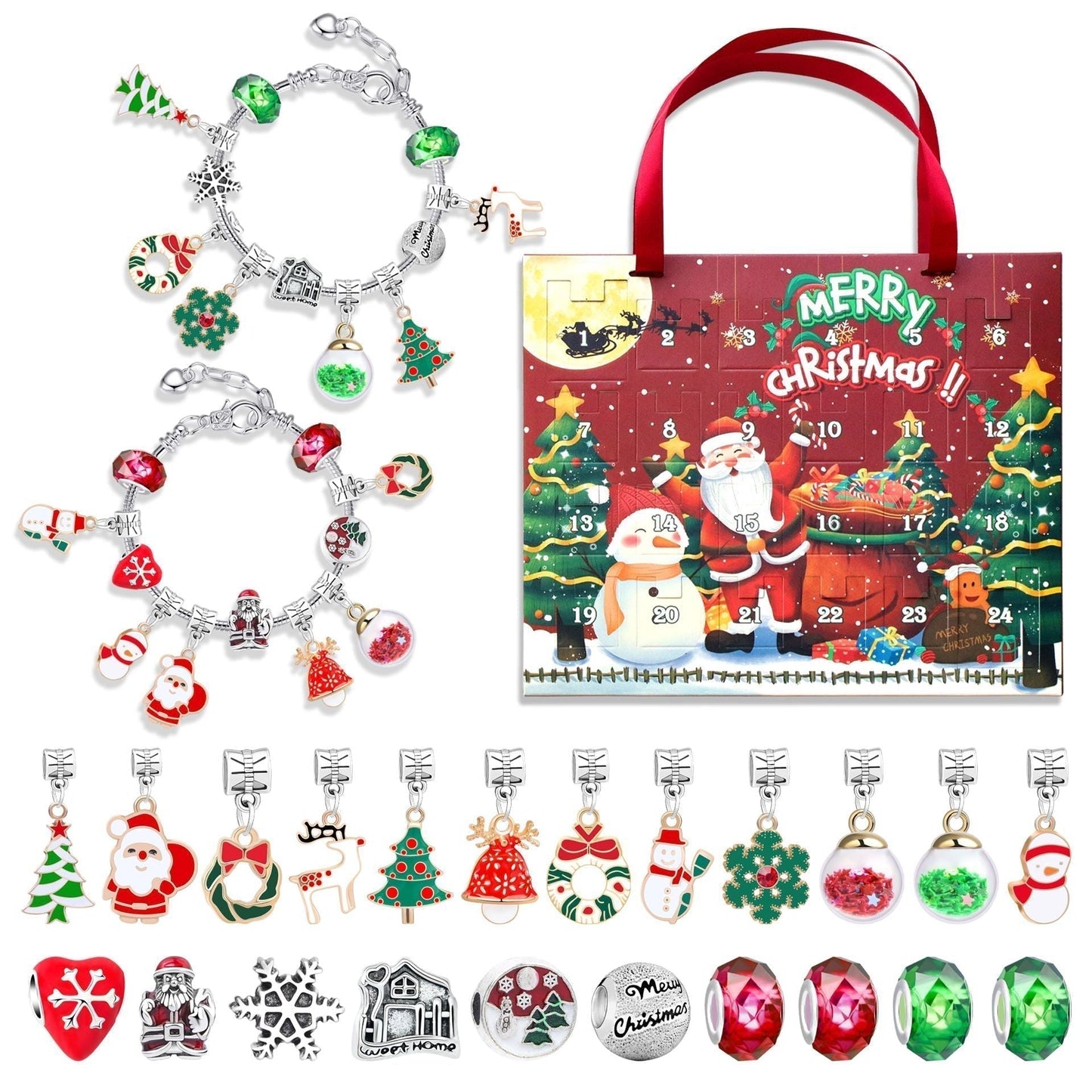 🎅 DIY 24 napos karácsonyi visszaszámláló naptár karkötő szett