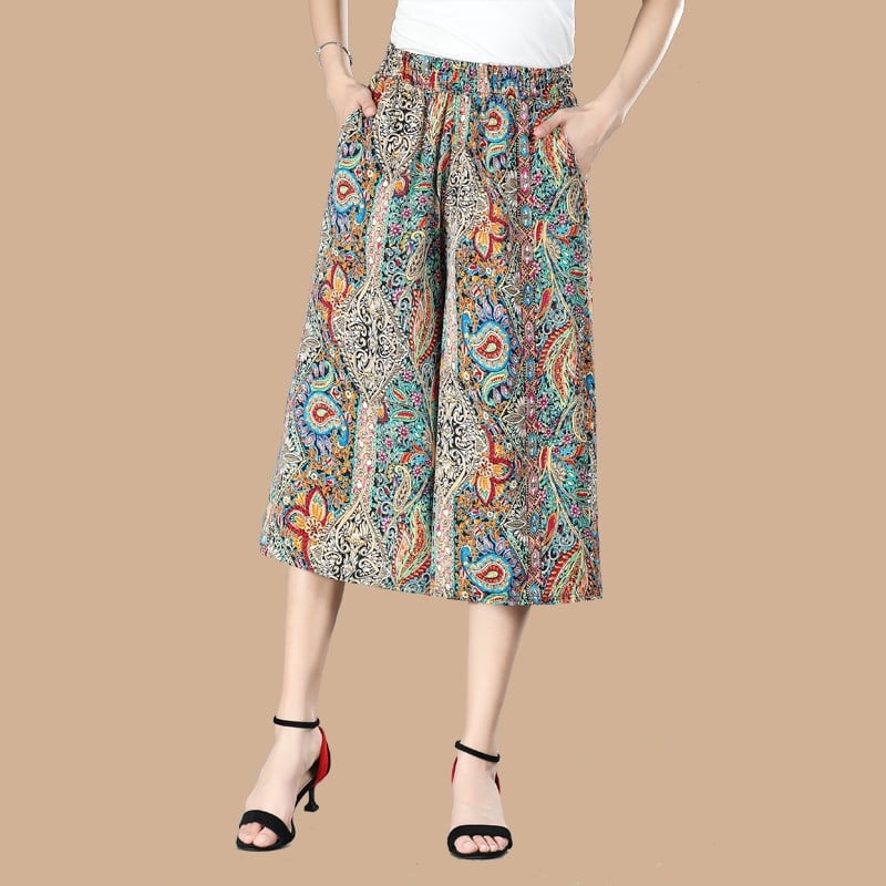 đ„NĆi magas elasztikus derĂ©k pliszĂrozott sifon szĂ©les lĂĄbĂș Culottes