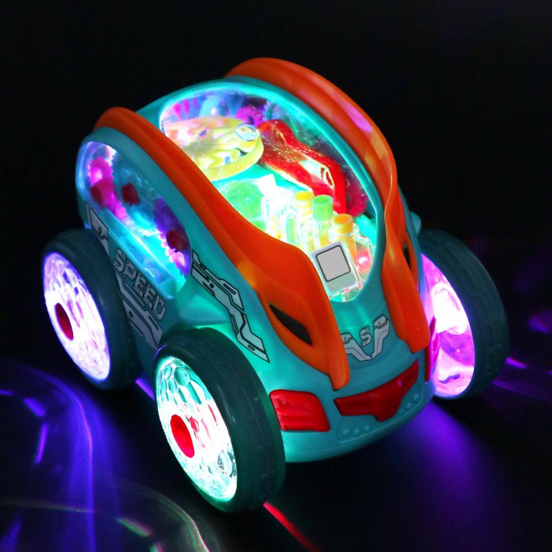 đDynamic Gear-Powered Car with LED Lights and Music
