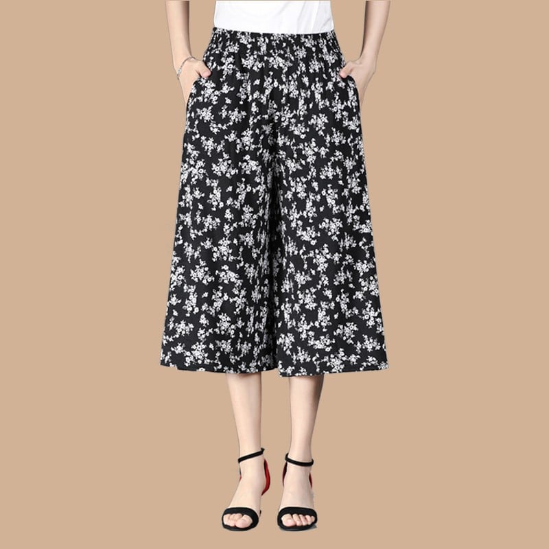 đ„NĆi magas elasztikus derĂ©k pliszĂrozott sifon szĂ©les lĂĄbĂș Culottes