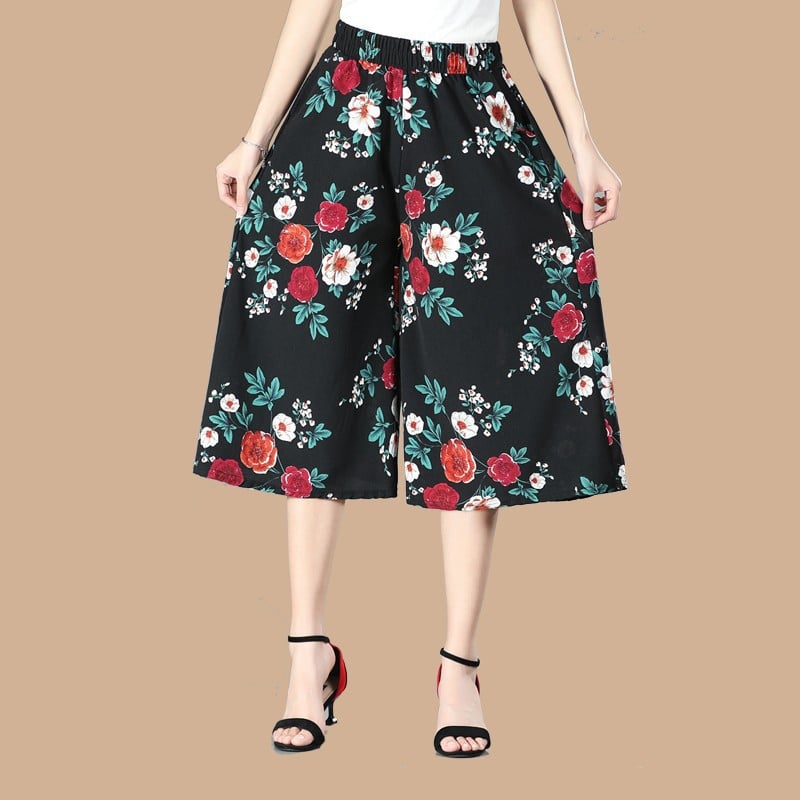 đ„NĆi magas elasztikus derĂ©k pliszĂrozott sifon szĂ©les lĂĄbĂș Culottes