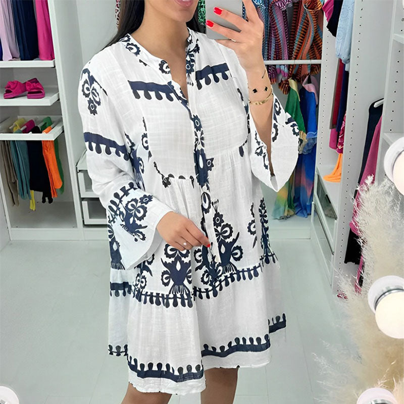 V nyakú gombos babydoll ruha 3.3