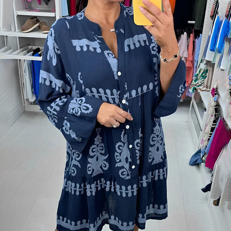 V nyakú gombos babydoll ruha 3.3