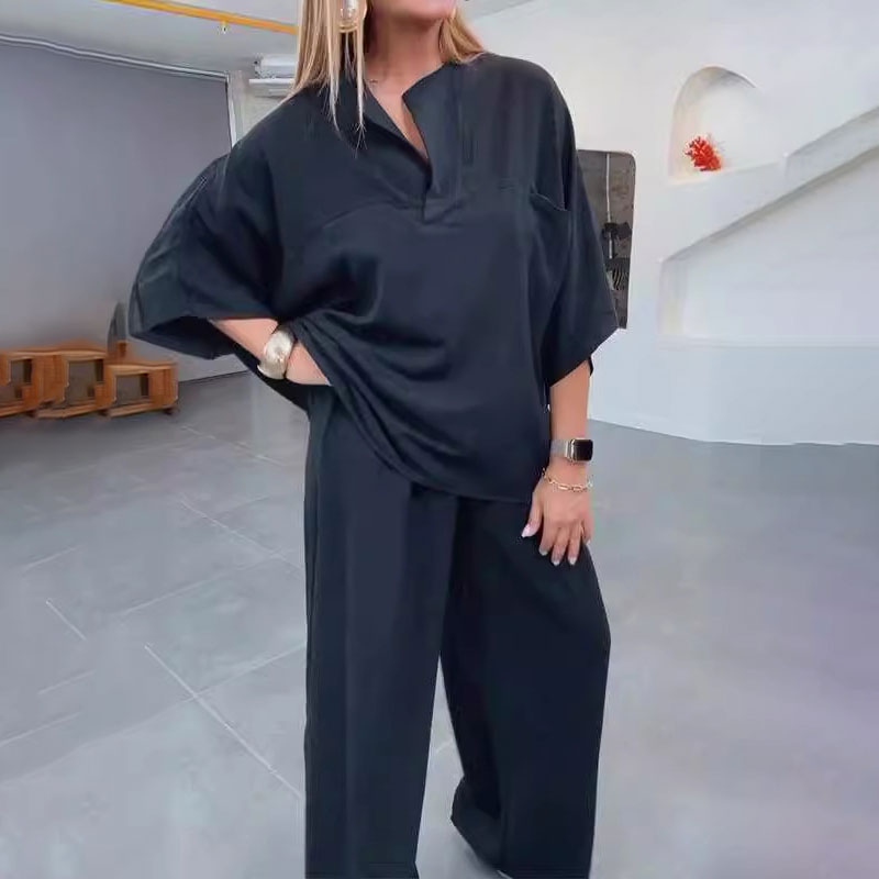 đNĆi 2 rĂ©szes öltözĂ©k Oversized felsĆ Ă©s szĂ©les szĂĄrĂș nadrĂĄg