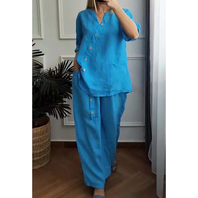 đ„NĆi alkalmi laza 2 rĂ©szes szett elegĂĄns gombos dĂszĂtĂ©ssel 3.27