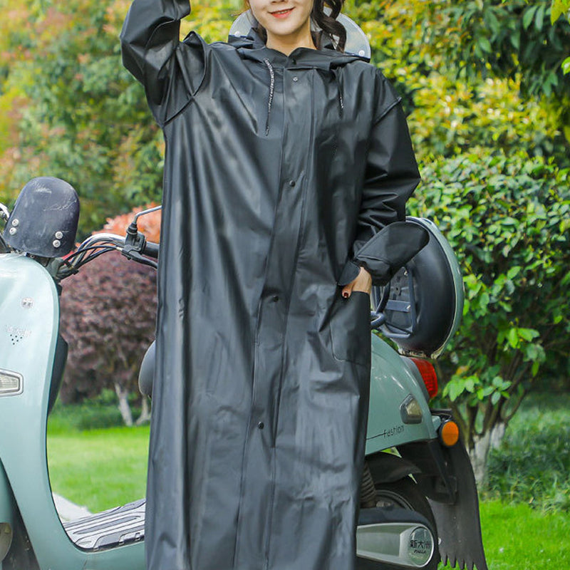 🌧️🥼 Újrafelhasználható esőkabát motorháztetővel (felnőtt modell)