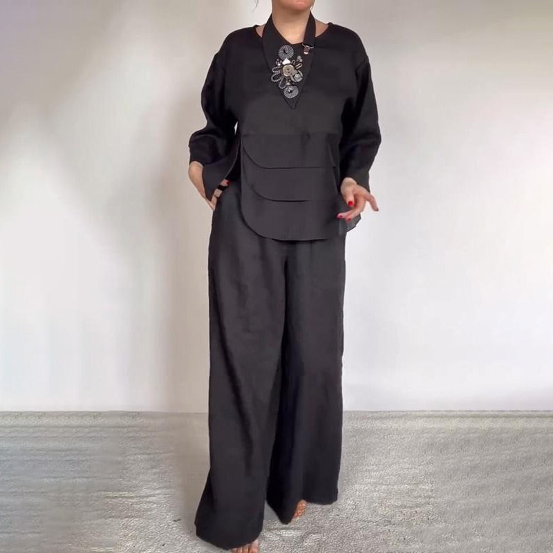 đ NĆi alkalmi, könnyƱ, szatĂ©n felsĆbĆl Ă©s nadrĂĄgbĂłl ĂĄllĂł 2 rĂ©szes alkalmi öltözetâš.