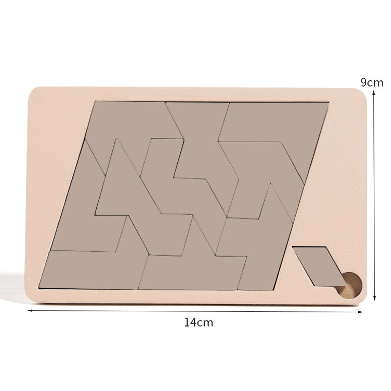 Fa tangram táblás puzzle játék Montessori alakzat puzzle válogató játék Színes tangram oktatási mintás játék gyerekeknek