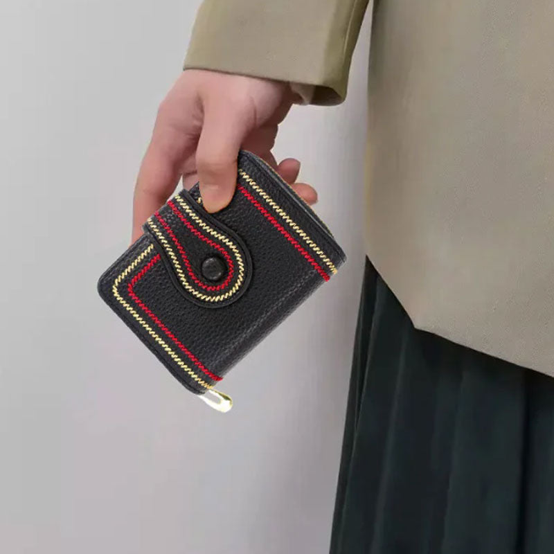 Női rövid cipzáras többkártyás zsebes pénztárca