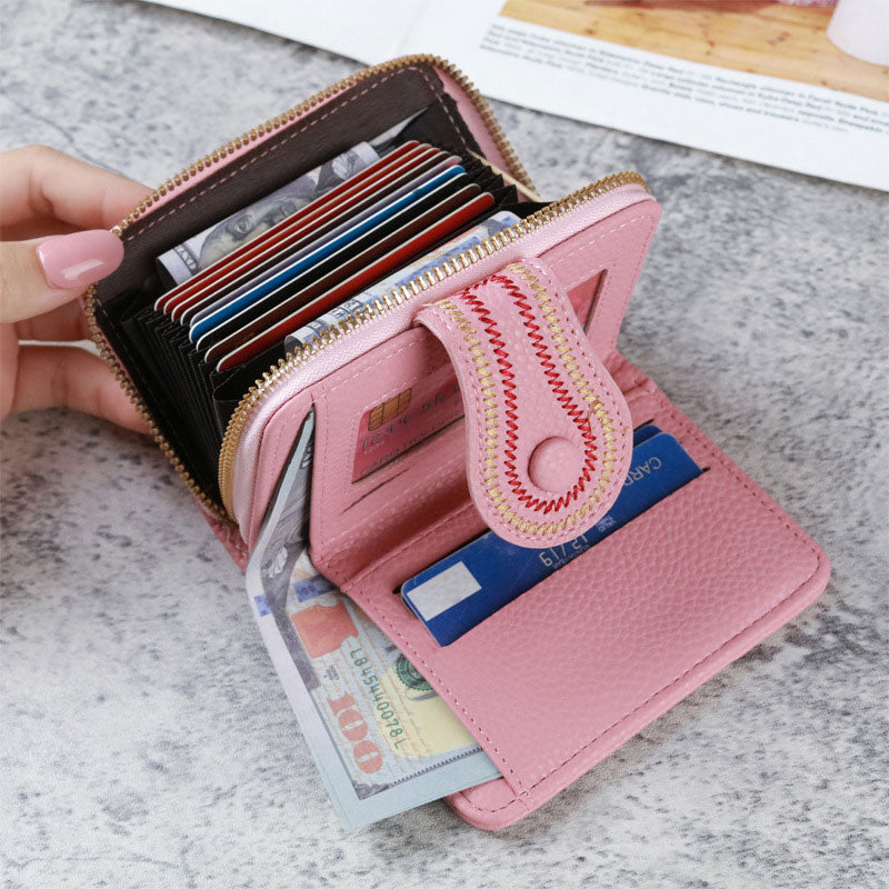 Női rövid cipzáras többkártyás zsebes pénztárca