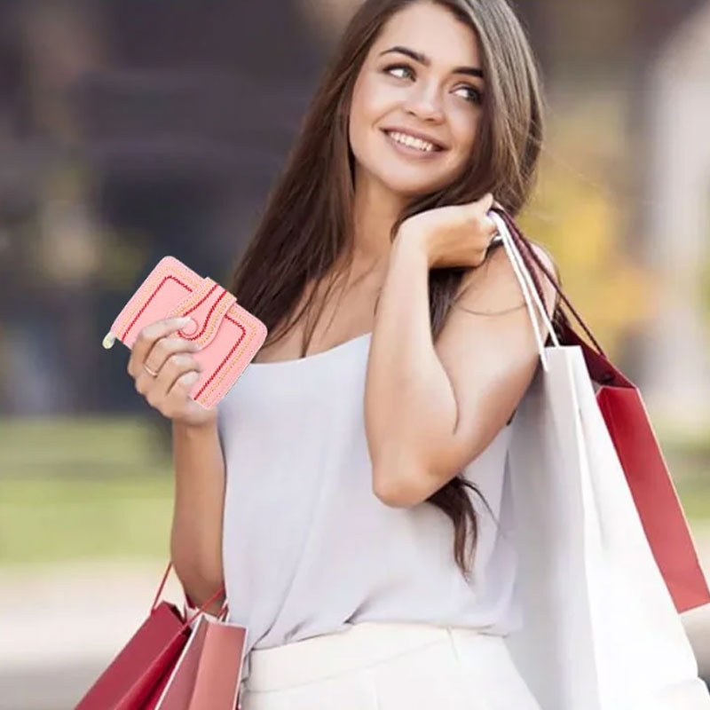 Női rövid cipzáras többkártyás zsebes pénztárca