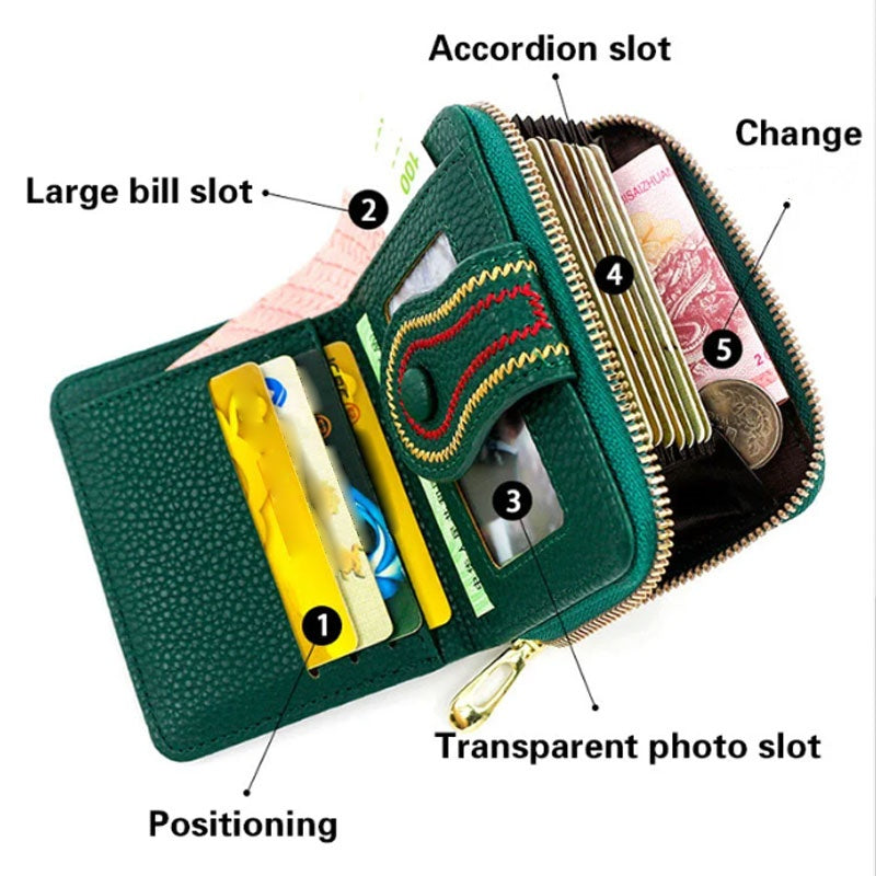 Női rövid cipzáras többkártyás zsebes pénztárca