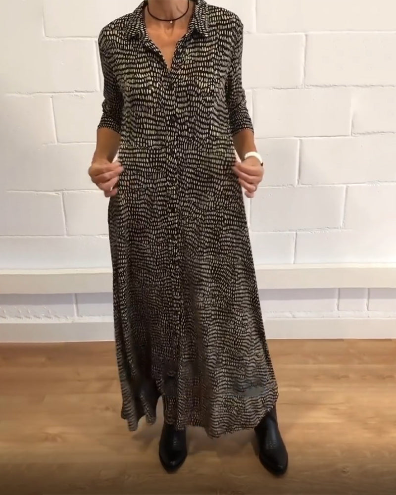 🥰Elegáns ruha hajtókákkal és zsebekkel💥Időben korlátozott ajánlat