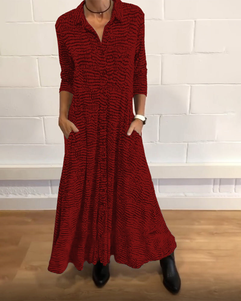 🥰Elegáns ruha hajtókákkal és zsebekkel💥Időben korlátozott ajánlat