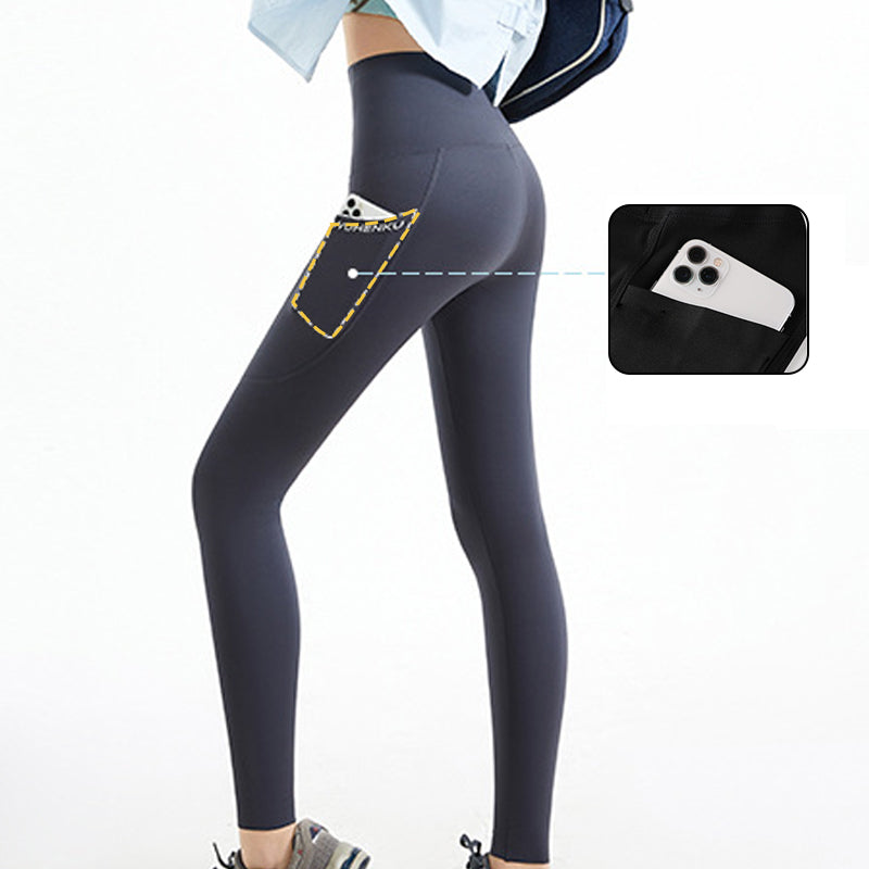 Női Tummy Control jóganadrág gombos cipzárral
