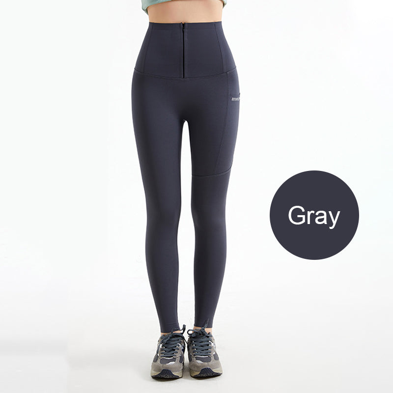 Női Tummy Control jóganadrág gombos cipzárral