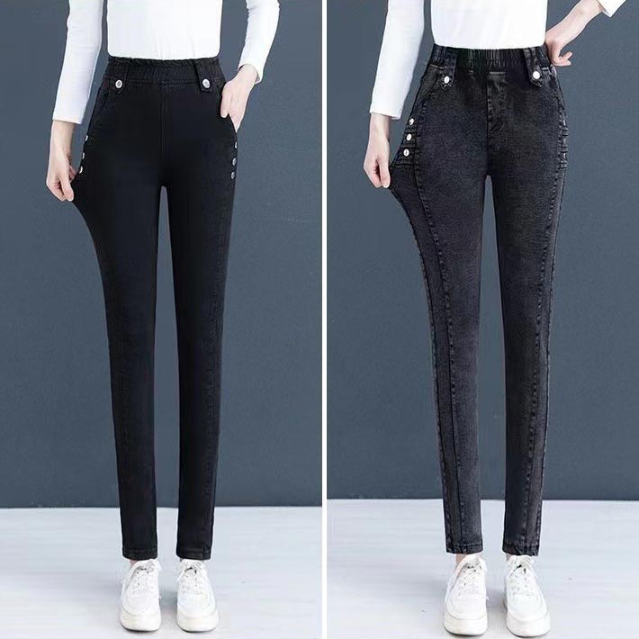 Elasztikus meleg plüss Skinny farmer nőknek 3