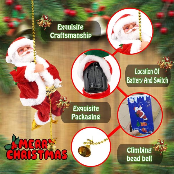 🎄Elektromos kéménymászó Mikulás zenélő játékok