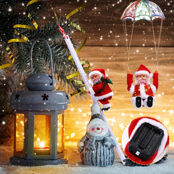🎄Elektromos kéménymászó Mikulás zenélő játékok