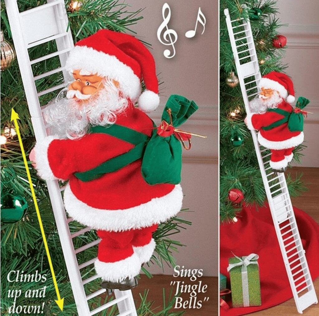 🎄Elektromos kéménymászó Mikulás zenélő játékok
