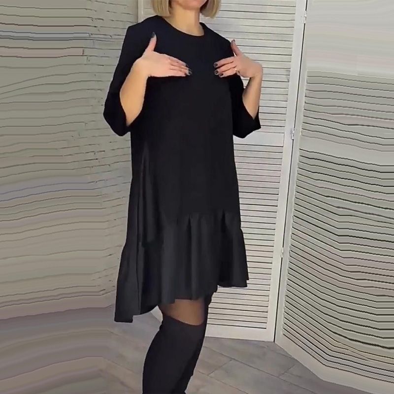 💞Őszi és téli elegáns fekete ruha