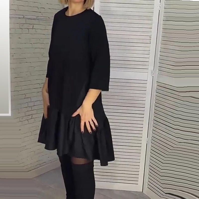 💞Őszi és téli elegáns fekete ruha