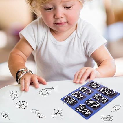 🧠Fémgyűrűs kirakós játék, nyolc darabos szett, oktató játék